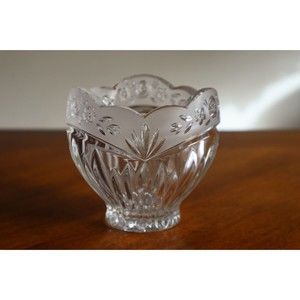 Vtg Oneida Southern Garden Crystal 3.75" Votive Candle Holder Potpourri Germany